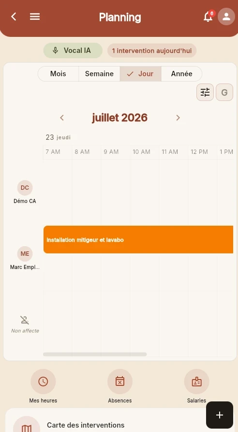 capture d'écran planning